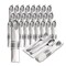 Pre Rolled Plastic Silverware 100pc Set - Service for 25 for Events - Silver